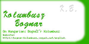 kolumbusz bognar business card